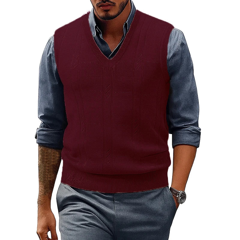 Men’s V-Neck Cable-Knit Sweater Vest