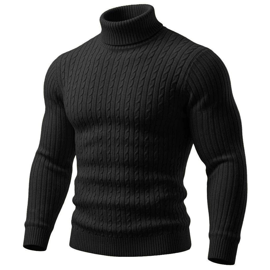 Men’s Cable-Knit Turtleneck Sweater