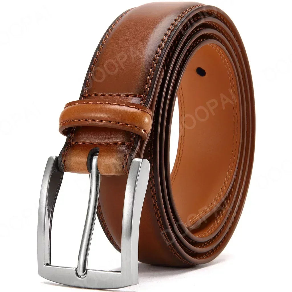 Men’s Stitched Leather Dress Belt