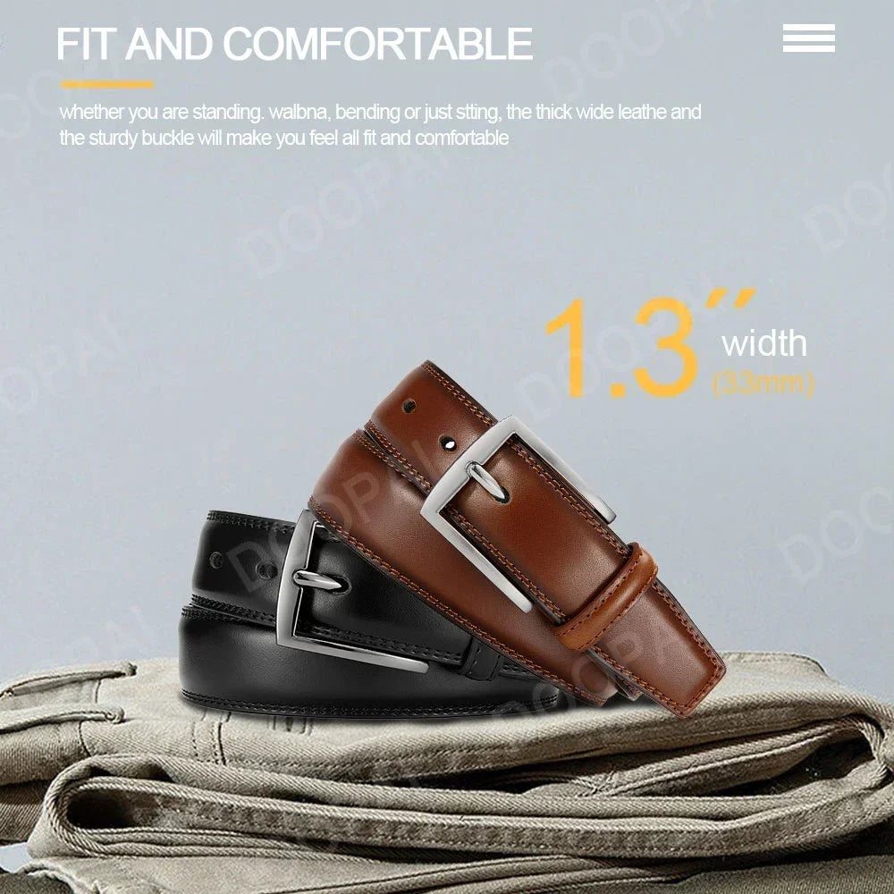 Men’s Stitched Leather Dress Belt