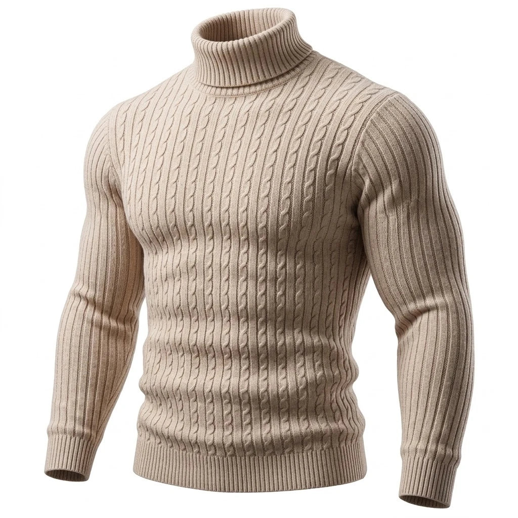 Men’s Cable-Knit Turtleneck Sweater