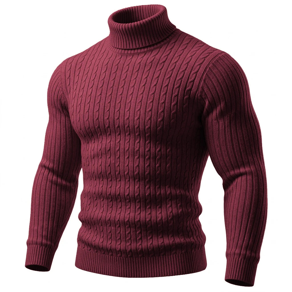 Men’s Cable-Knit Turtleneck Sweater