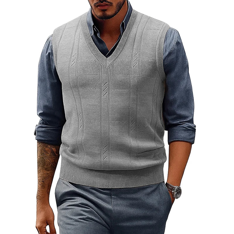 Men’s V-Neck Cable-Knit Sweater Vest