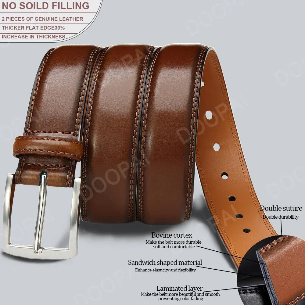 Men’s Stitched Leather Dress Belt