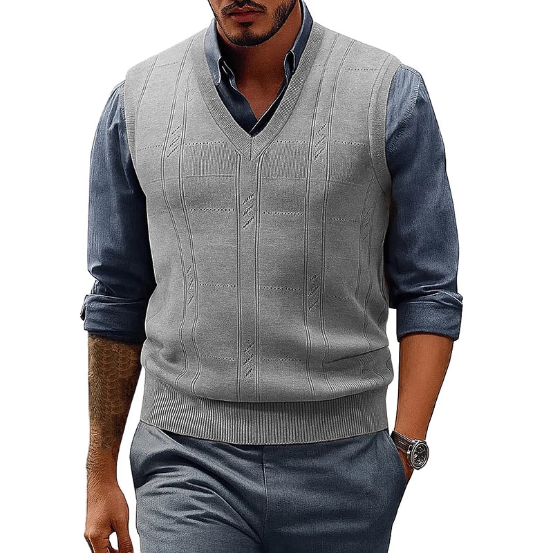 Men’s V-Neck Cable-Knit Sweater Vest