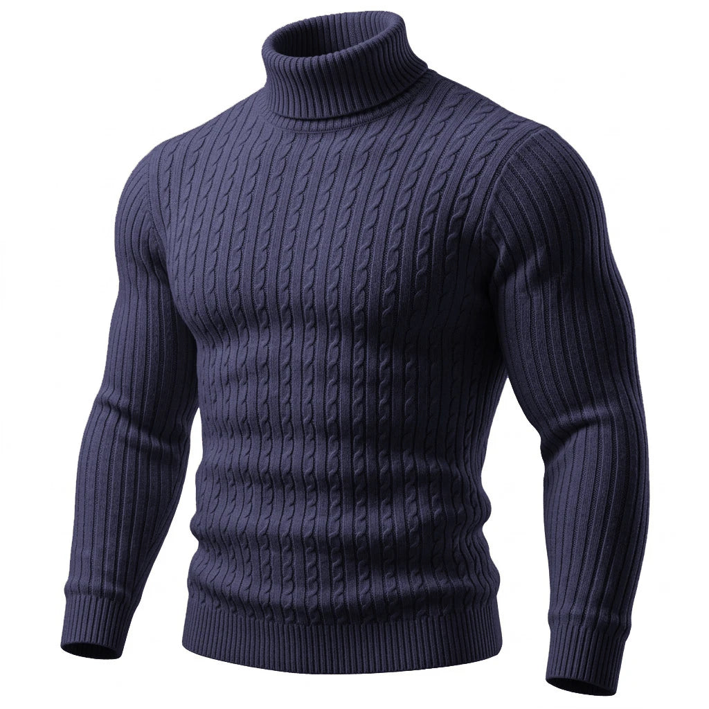 Men’s Cable-Knit Turtleneck Sweater