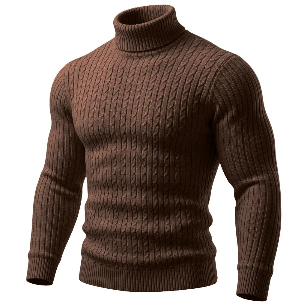 Men’s Cable-Knit Turtleneck Sweater