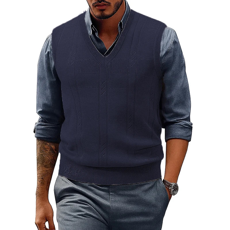 Men’s V-Neck Cable-Knit Sweater Vest