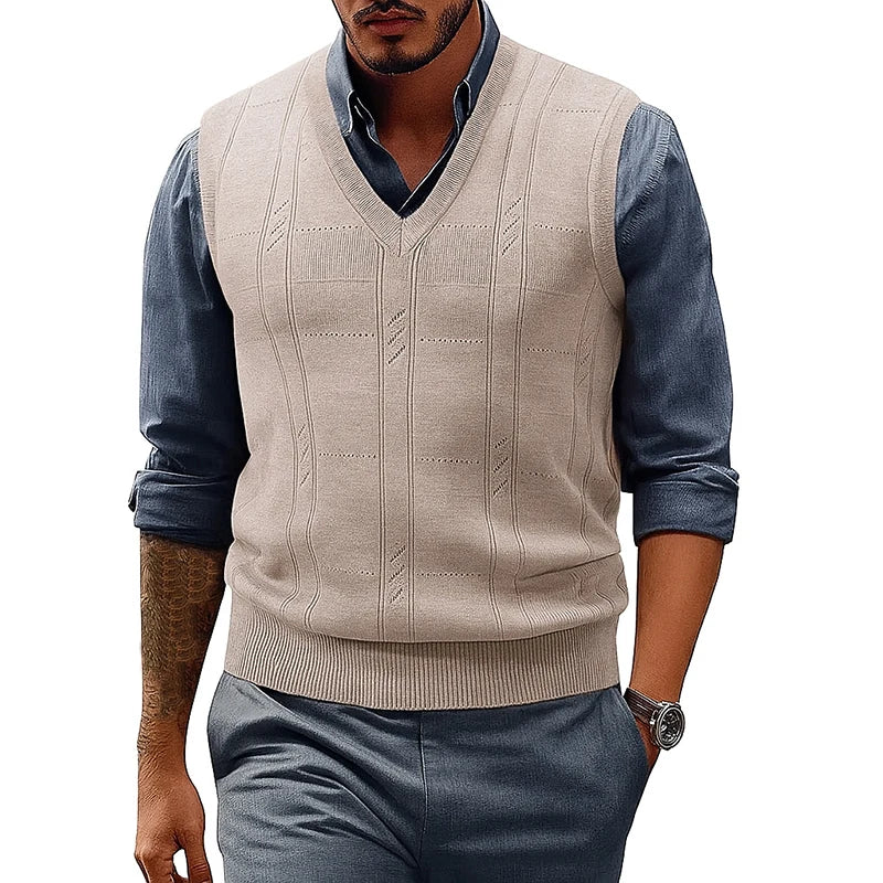 Men’s V-Neck Cable-Knit Sweater Vest