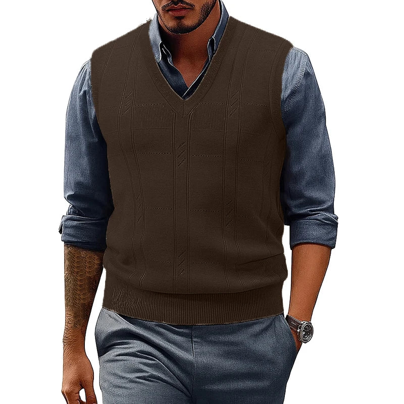 Men’s V-Neck Cable-Knit Sweater Vest